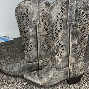 Laredo Distressed Black and Cream Heeled Boots brand new!